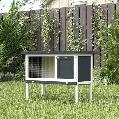 Pawhut Conejera De Madera Con Techo Asfáltico Abatible Y Bandejas 90x45x65 Cm_1