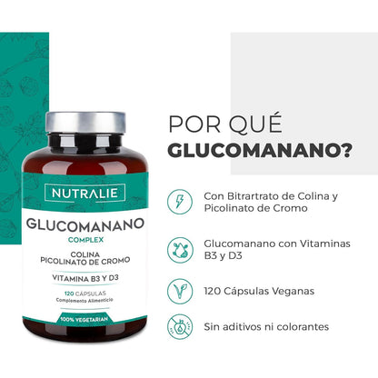 Nutralie Glucomannan com Colina + B3 + D3 Emagrecimento 120 cápsulas