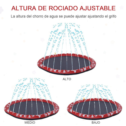 Pawhut Splash Pad Para Mascotas Ø170 Cm Con Bonito Estampado Rojo Y Azul_5
