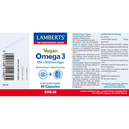 Ómega 3 Vegan – 60 Cápsulas, Lamberts