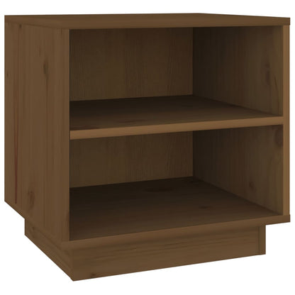 Mesita De Noche De Madera Maciza De Pino Marrón Miel 40x34x40cm_0