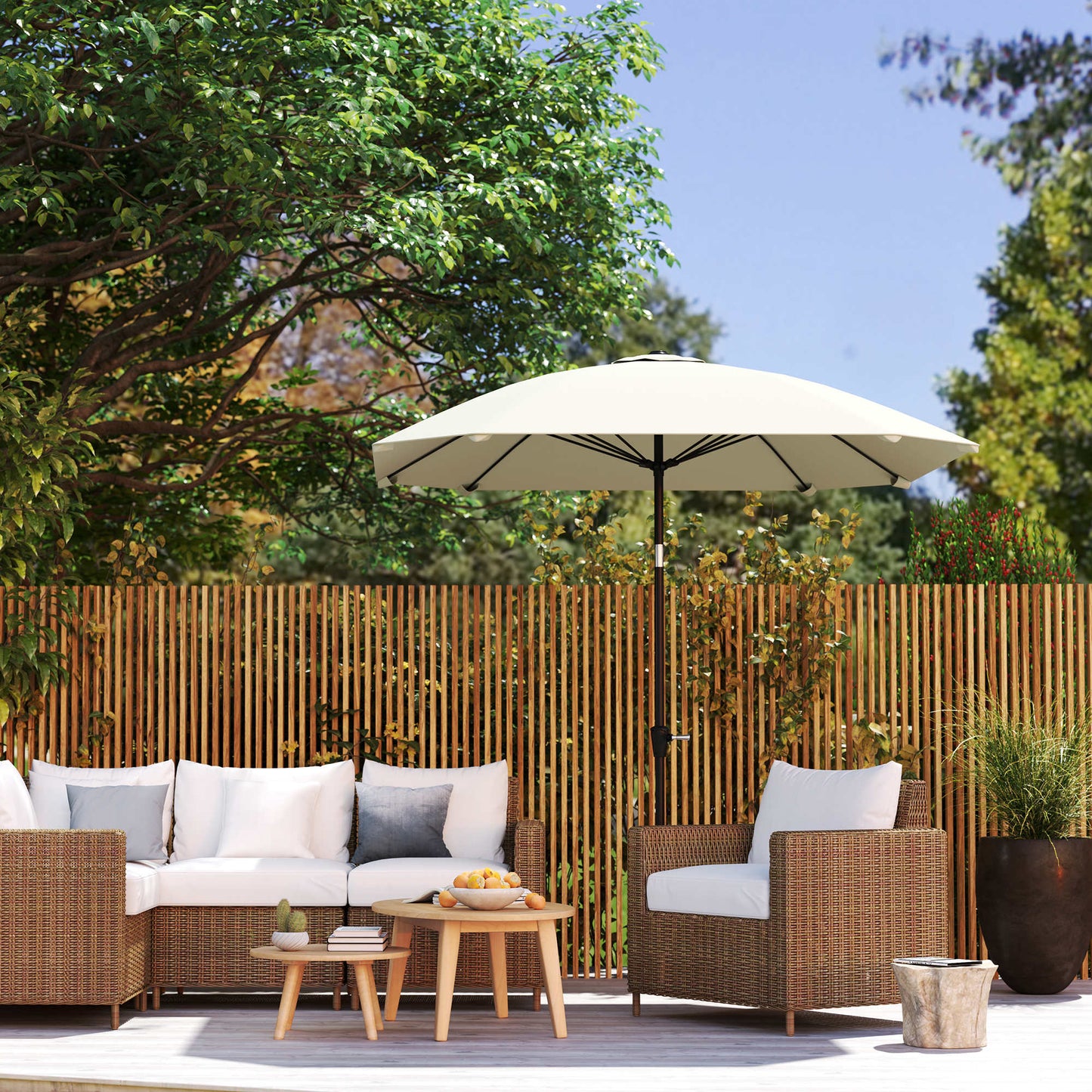 Outsunny Sombrilla De Terraza Exterior 233x233 Cm Con Ángulo Ajustable Crema_4