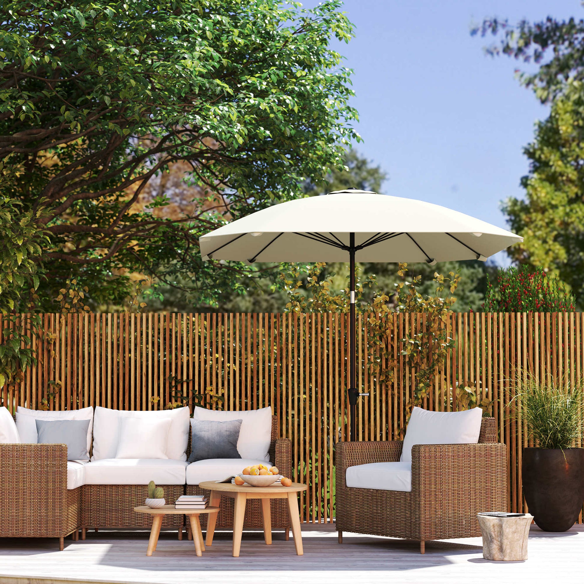 Outsunny Sombrilla De Terraza Exterior 233x233 Cm Con Ángulo Ajustable Crema_4