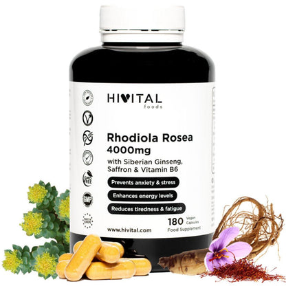Rhodiola Rosea 4000 mg 180 cápsulas vegan Hivital