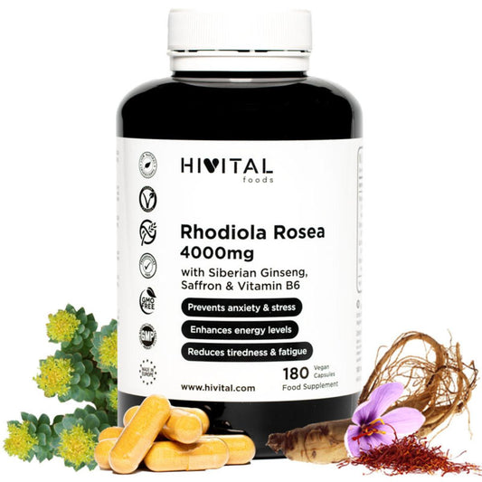 Rhodiola Rosea 4000 mg 180 cápsulas vegan Hivital