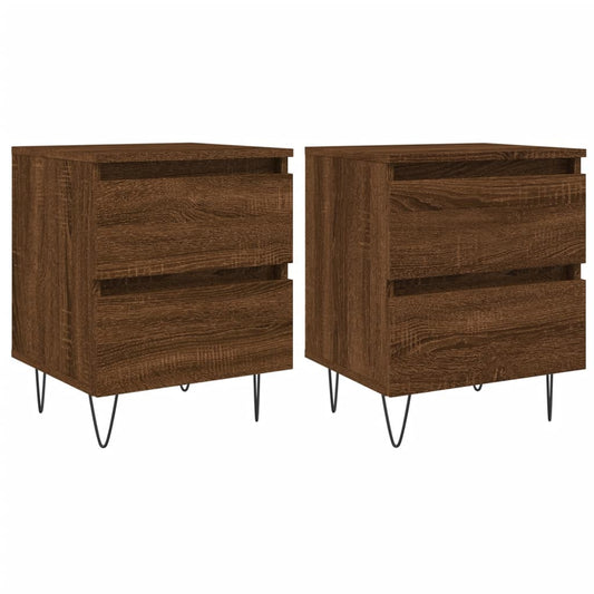 Mesitas Noche 2 Uds Madera Ingeniería Marrón Roble 40x35x50 Cm_0