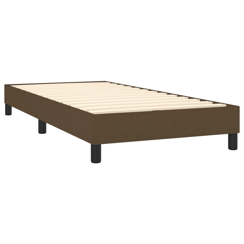 Cama Box Spring Colchón Y Luces Led Tela Marrón Oscuro 90x200cm / Vetonek_1