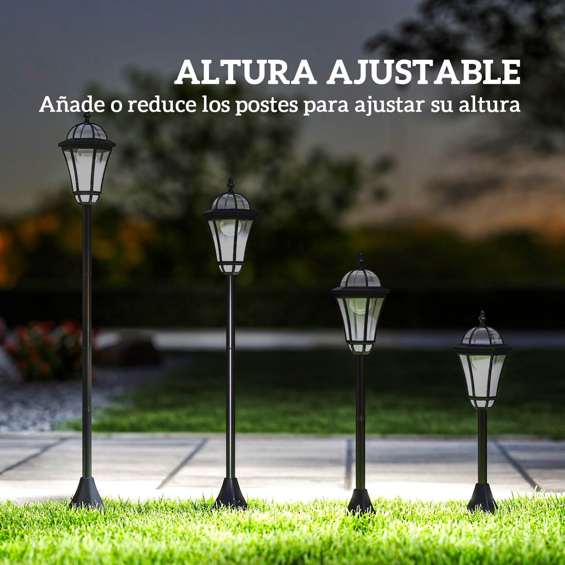 Outsunny 2 Farolas Solares 129 Cm Con 2 Luces Led Blanca 6000k Impermeable Ip44_5