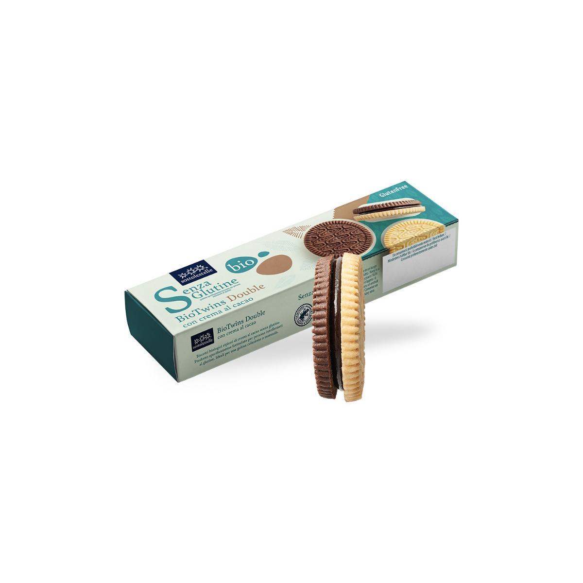 Biscoito de cacau sem glúten e creme duplo Biotwins Sotto 125g