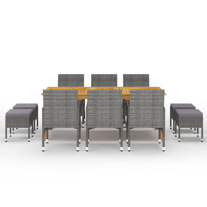 Vidaxl Juego De Comedor De Jardín De 11 Piezas Gris_1
