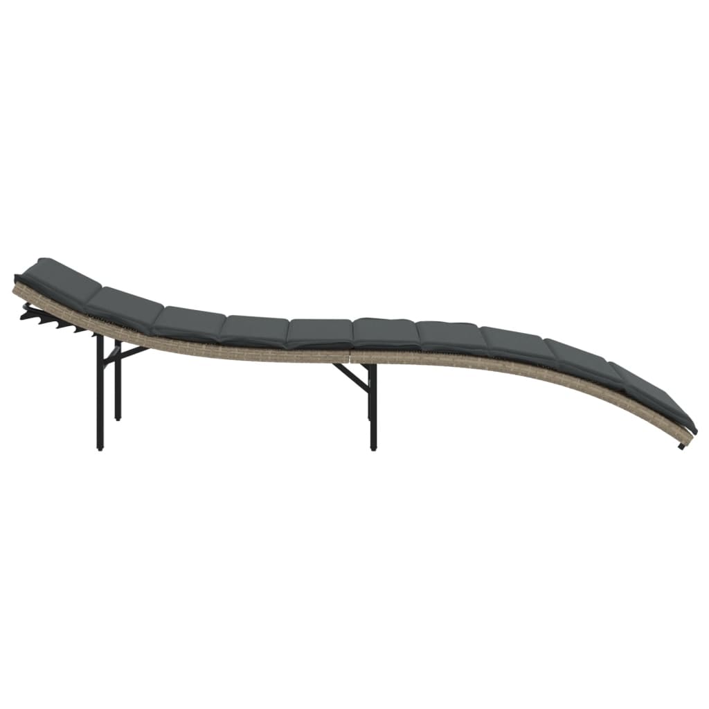Tumbona Con Cojín Ratán Sintético Gris Claro 55x199x50 Cm / Vetonek_1