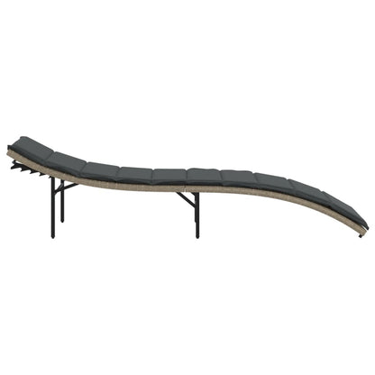 Tumbona Con Cojín Ratán Sintético Gris Claro 55x199x50 Cm / Vetonek_1