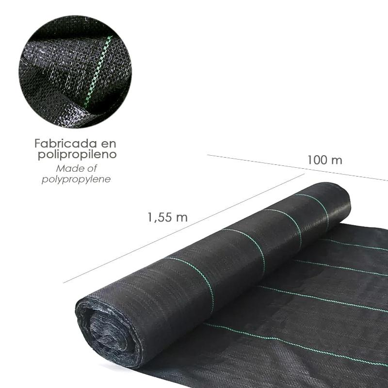 Malla Antihierbas (rollo 1,55x100 Metros) Malla Anti Maleza, Malla Geotextil Jardin, Tela Anti Hierbas Jardin_1