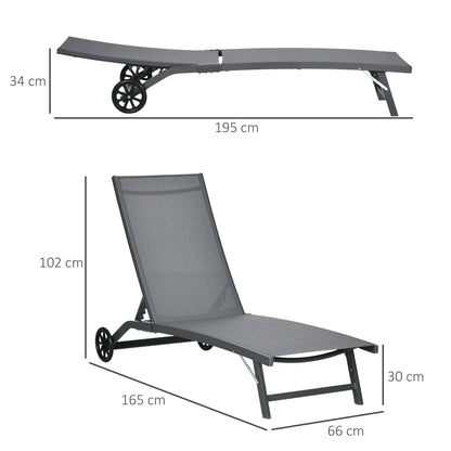 Outsunny Juego De 2 Tumbonas Reclinables De Jardín 165x66x102 Cm Gris Oscuro_2