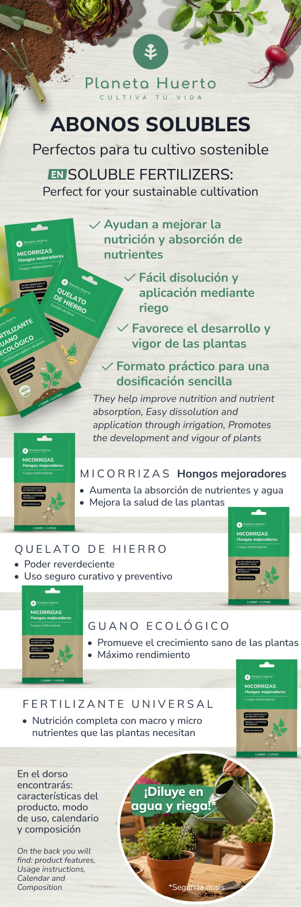 Planeta Huerto Saquetas de Micorrizas para 2 L