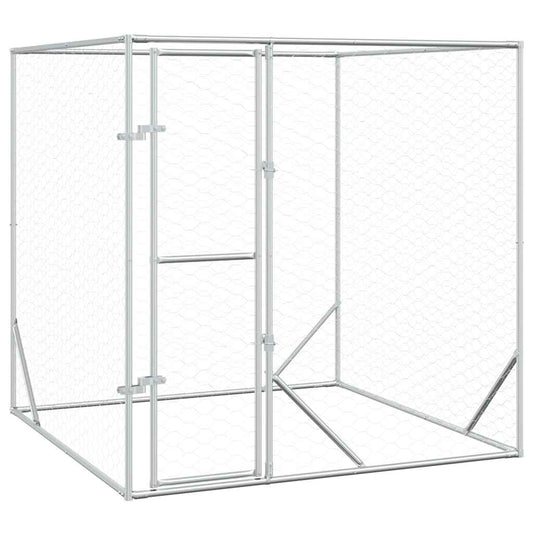 Perrera De Exterior Acero Galvanizado Plateado 2x2x2 M_0