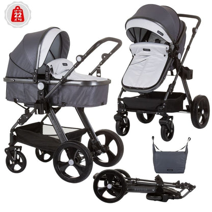Carrito De Bebé Havana Dúo Convertible Hasta 22 Kg Con Bolso Y Mosquitera Silver Grey_0