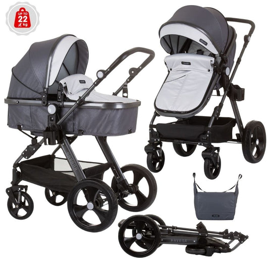 Carrito De Bebé Havana Dúo Convertible Hasta 22 Kg Con Bolso Y Mosquitera Silver Grey_0