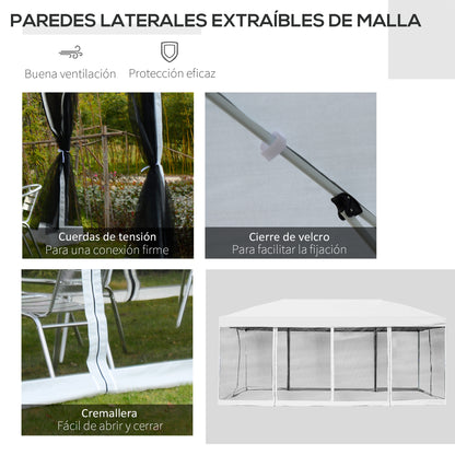 Outsunny Carpa 6x3m Plegable Gazebo Jardín Con Cortinas Mosquitera Bolsa_5
