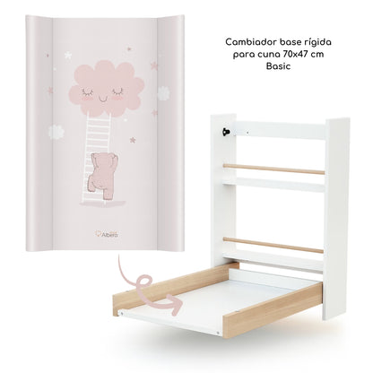 Cambiador Base Rígida Para Cuna 70x47 Nubes Rosa_3