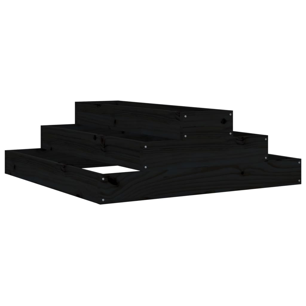 Jardinera De Madera Maciza De Pino Negro 80x80x27 Cm_0