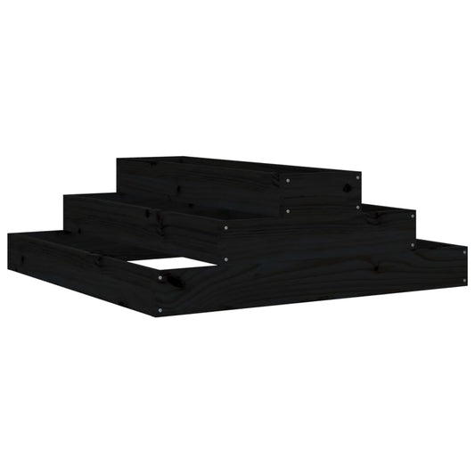 Jardinera De Madera Maciza De Pino Negro 80x80x27 Cm_0