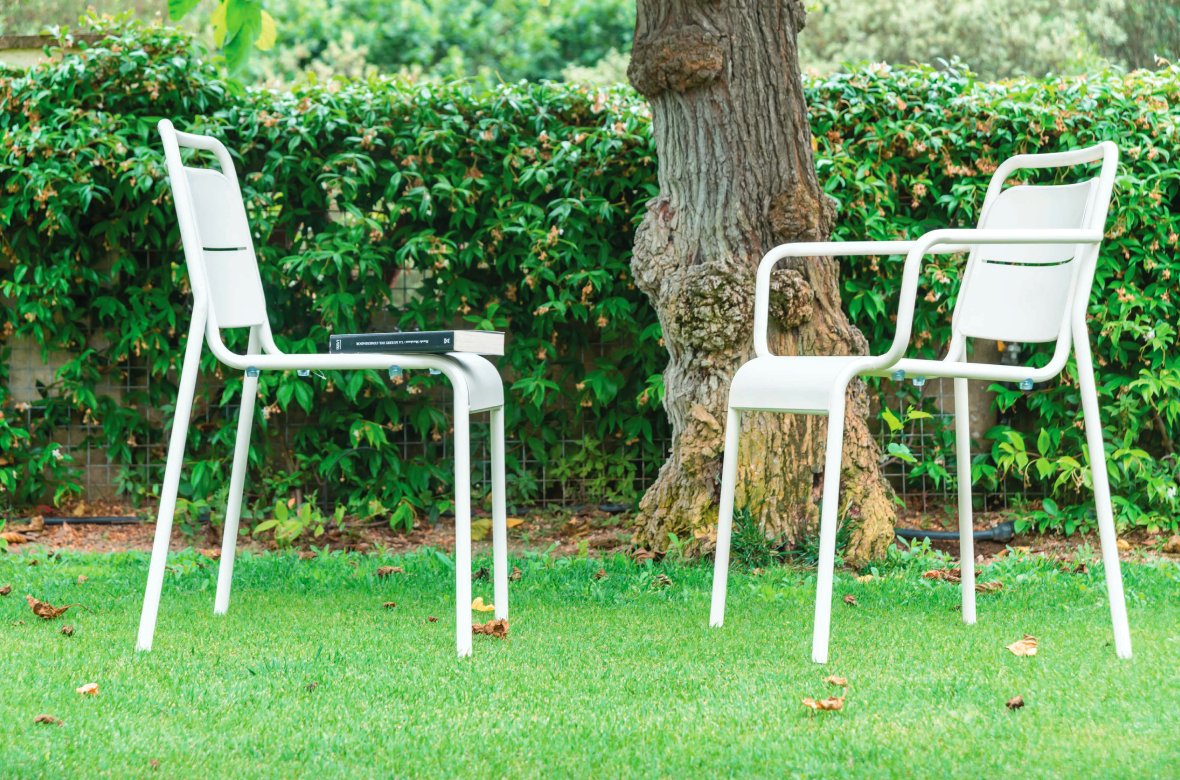 Zown Set De 2 Sillas De Jardín Metálicas Zown Alma Blanco Roto Para Exterior_4