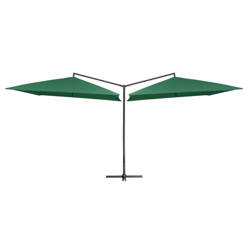 Vidaxl Sombrilla Doble De Jardín Palo De Acero Verde 250x250 Cm_0
