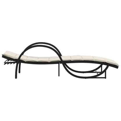 Tumbona Con Cojín Ratán Sintético Negro 60x199x42 Cm / Vetonek_0