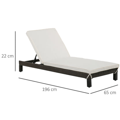 Outsunny Set De 2 Tumbonas De Ratán Chaise Longue Con Cojín Para Exterior Jardín_2