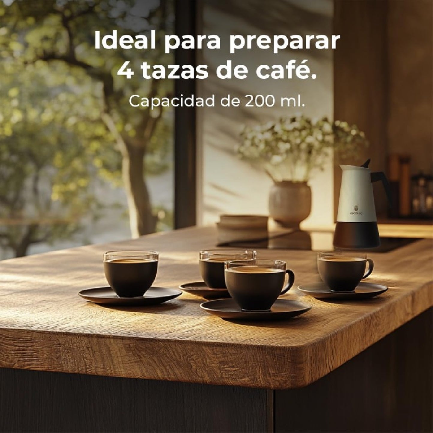 Cecotec Cafetera Italiana Piccolina 400 Red, Capacidad 200 Ml Para 4 Tazas, Diseño Elegante En Acero, Filtro De Acero Inoxidable_1