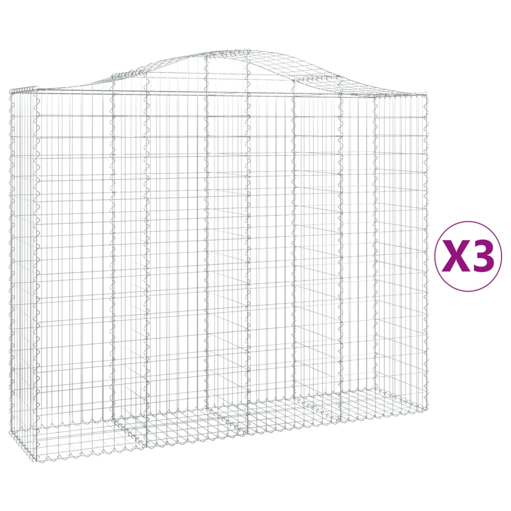 Cestas De Gaviones 3 Uds Forma De Arco Hierro 200x50x160/180 Cm_0
