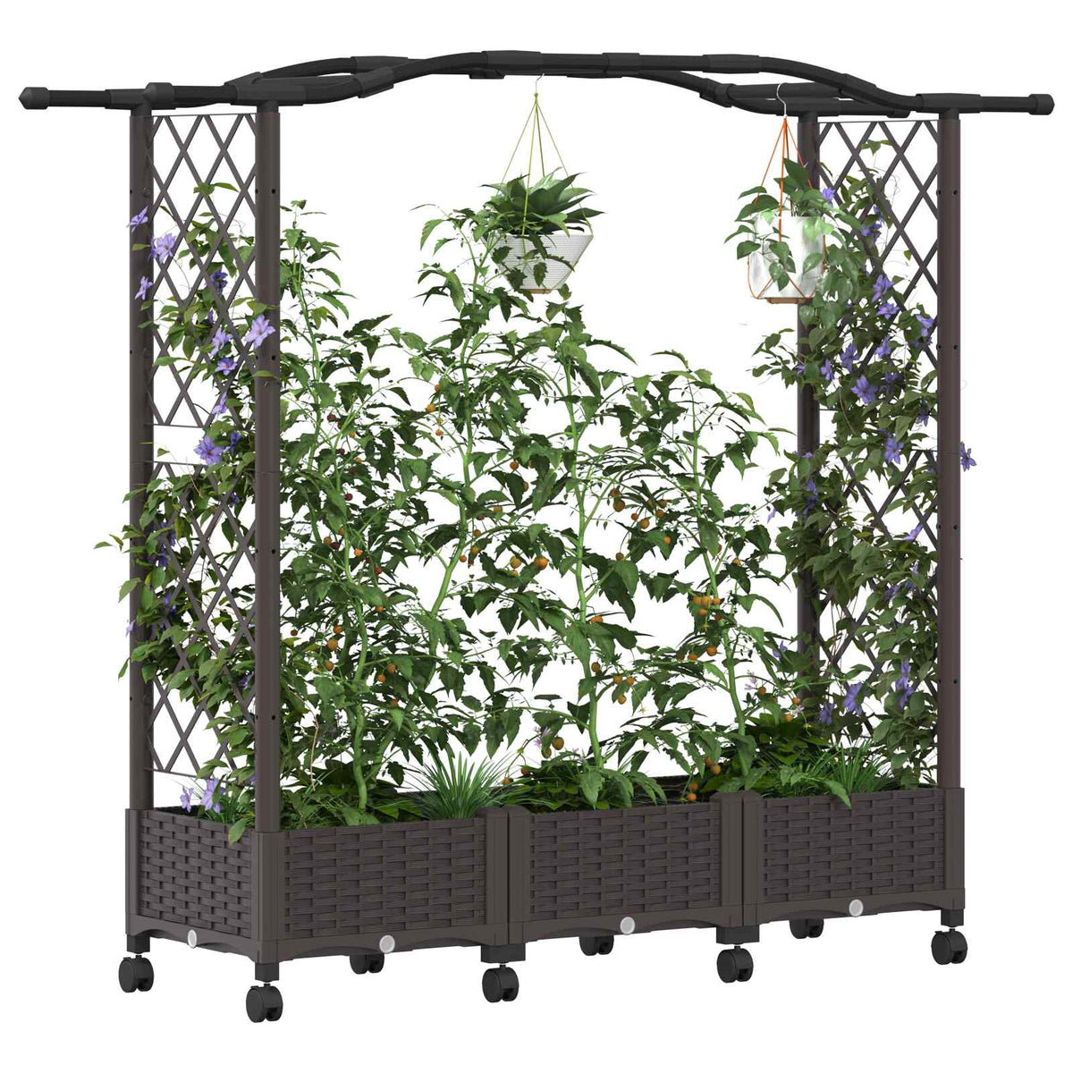 Cama Elevada Con Enrejado Y Ruedas Marrón 169 X 40 X 129 Cm Pp_2