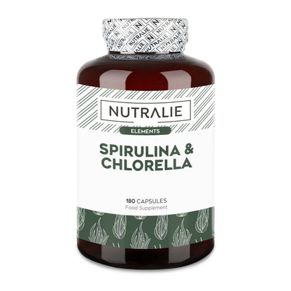 Nutralie Spirulina e Chlorella 1800mg Energia e Força 180 Cápsulas