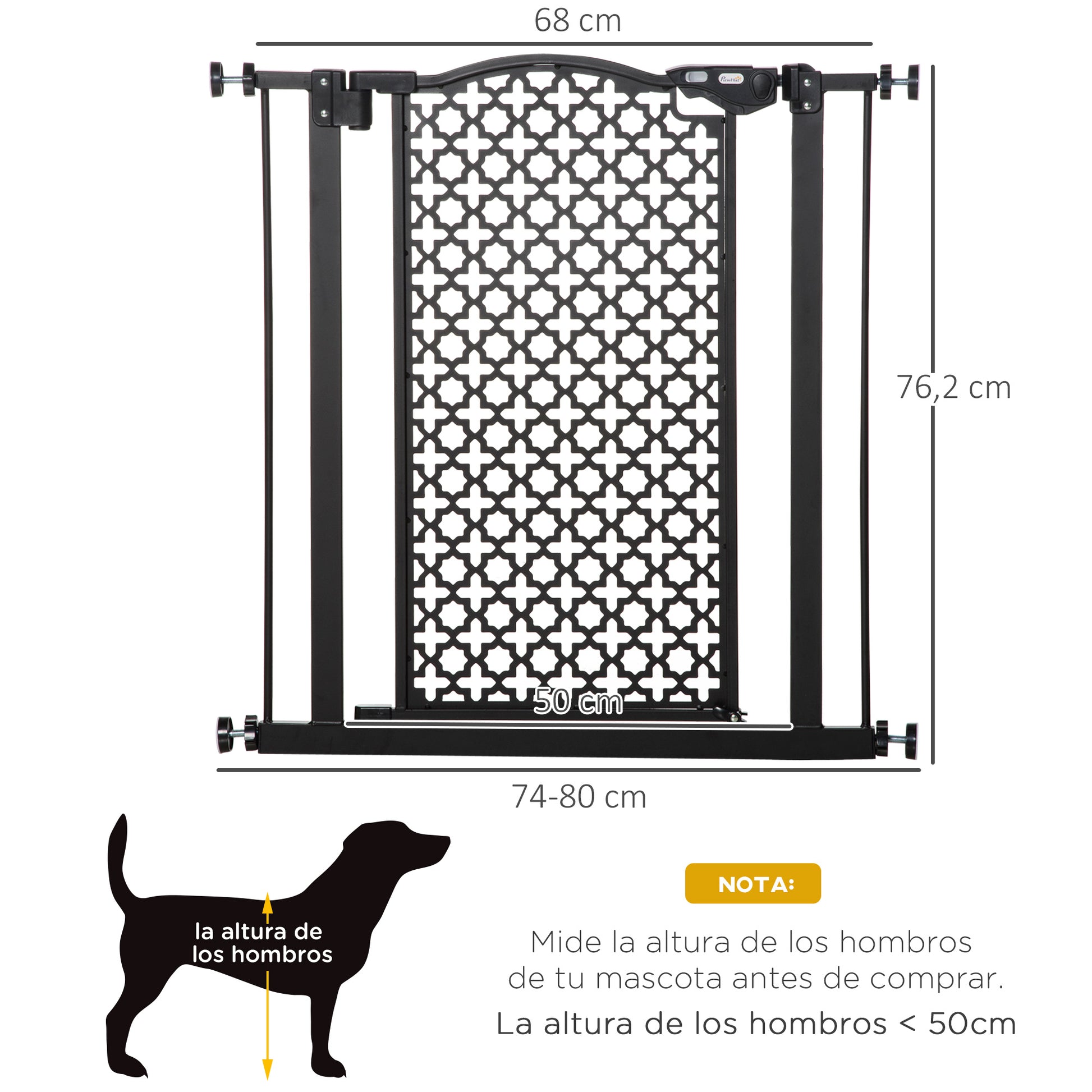 Pawhut Barrera De Seguridad De Perros Puertas Escaleras 74-80 Cm_2