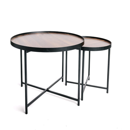 Mesa De Centro, Mesa Auxiliar De Madera Y Metal Diseño Industrial Vintage 60/41cm_1