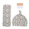Conjunto de boas-vindas para recém-nascido Lulujo: chapéu de leopardo e musselina