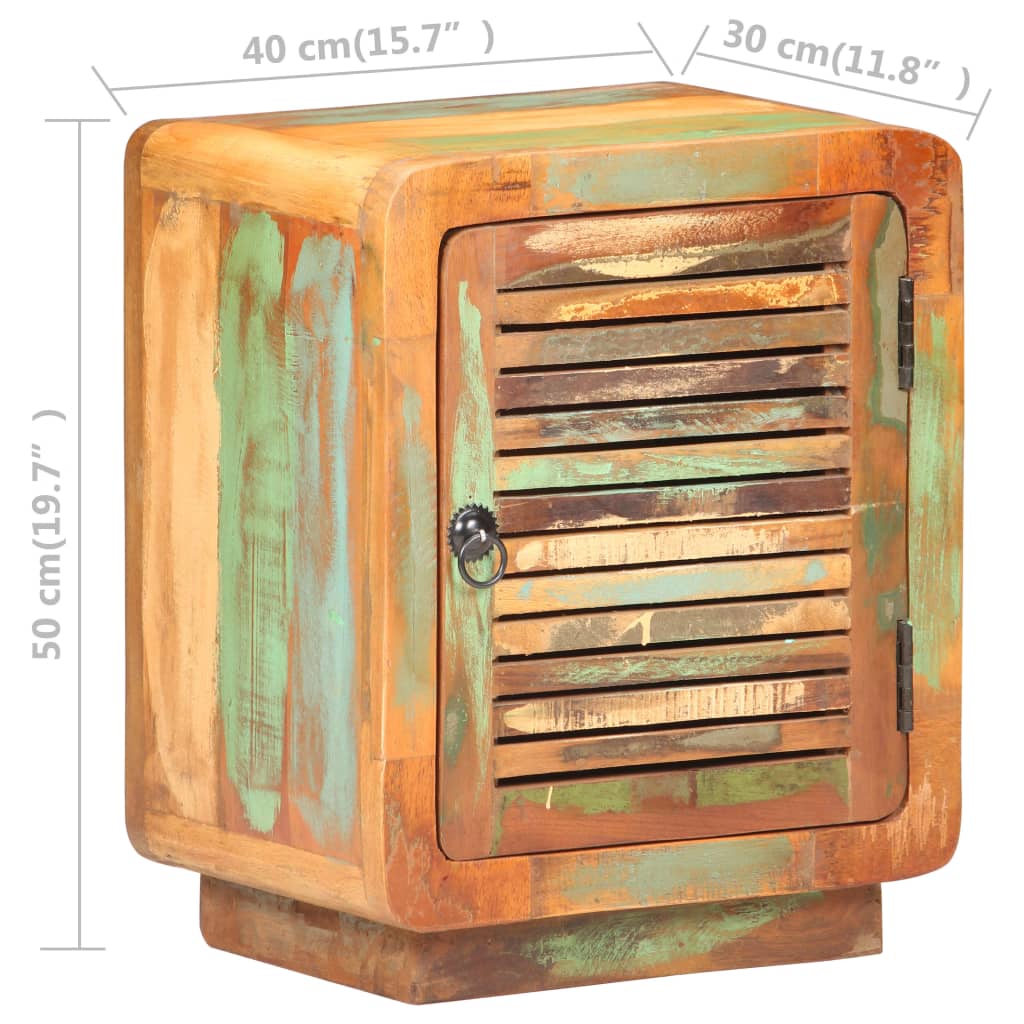 Mesita De Noche De Madera Maciza Reciclada 40x30x50 Cm_4