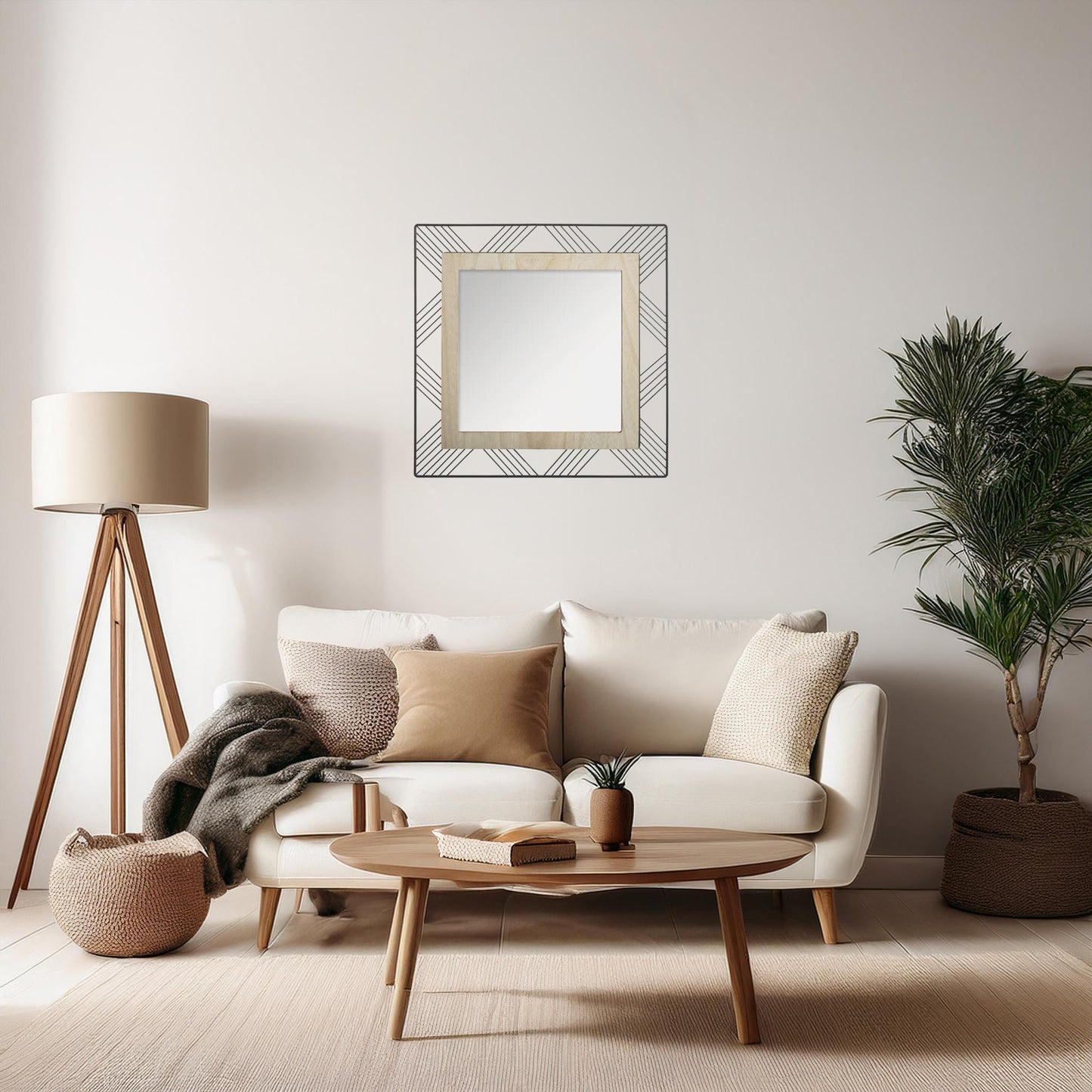 Wellhome Espejo Cuadrado Metal Y Madera 45,5x2x45,5cm_3