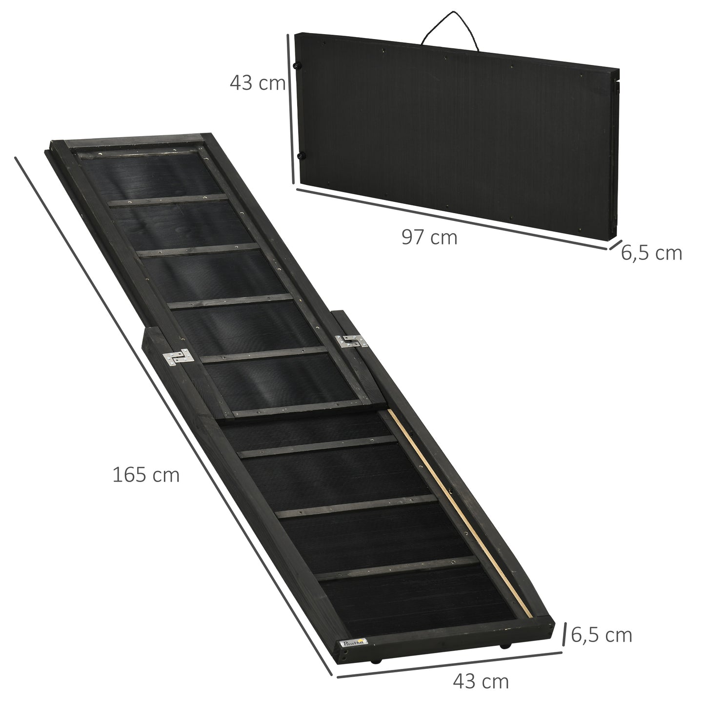 Pawhut Rampa Para Perros De Madera 165x43x6,5 Cm Con Alfombra Antideslizante_2