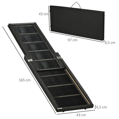 Pawhut Rampa Para Perros De Madera 165x43x6,5 Cm Con Alfombra Antideslizante_2
