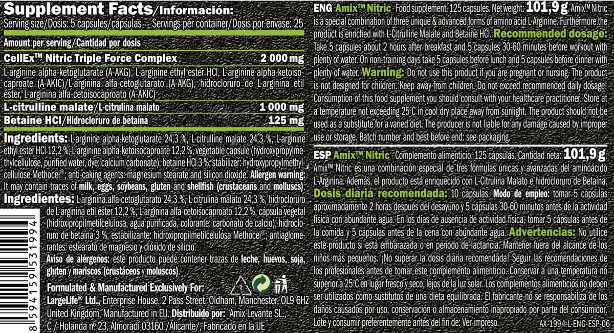 Nitric - 125 Cápsulas - Óxido Nítrico - Amix Nutrition_5