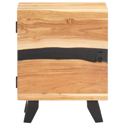 Mesita De Noche De Madera Maciza De Acacia 40x30x51 Cm_1