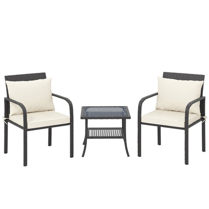 Outsunny Muebles De Jardín Con 2 Sillas Con Cojines Lavables Y Mesa Con Estante_0