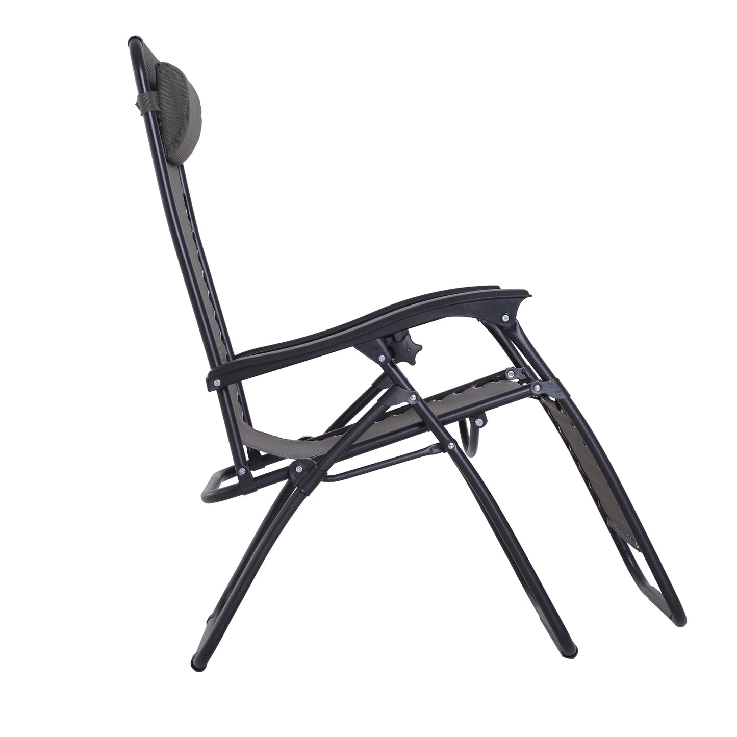 Outsunny Tumbona Plegable De Jardín Respaldo Ajustable Marco De Acero Gris_3