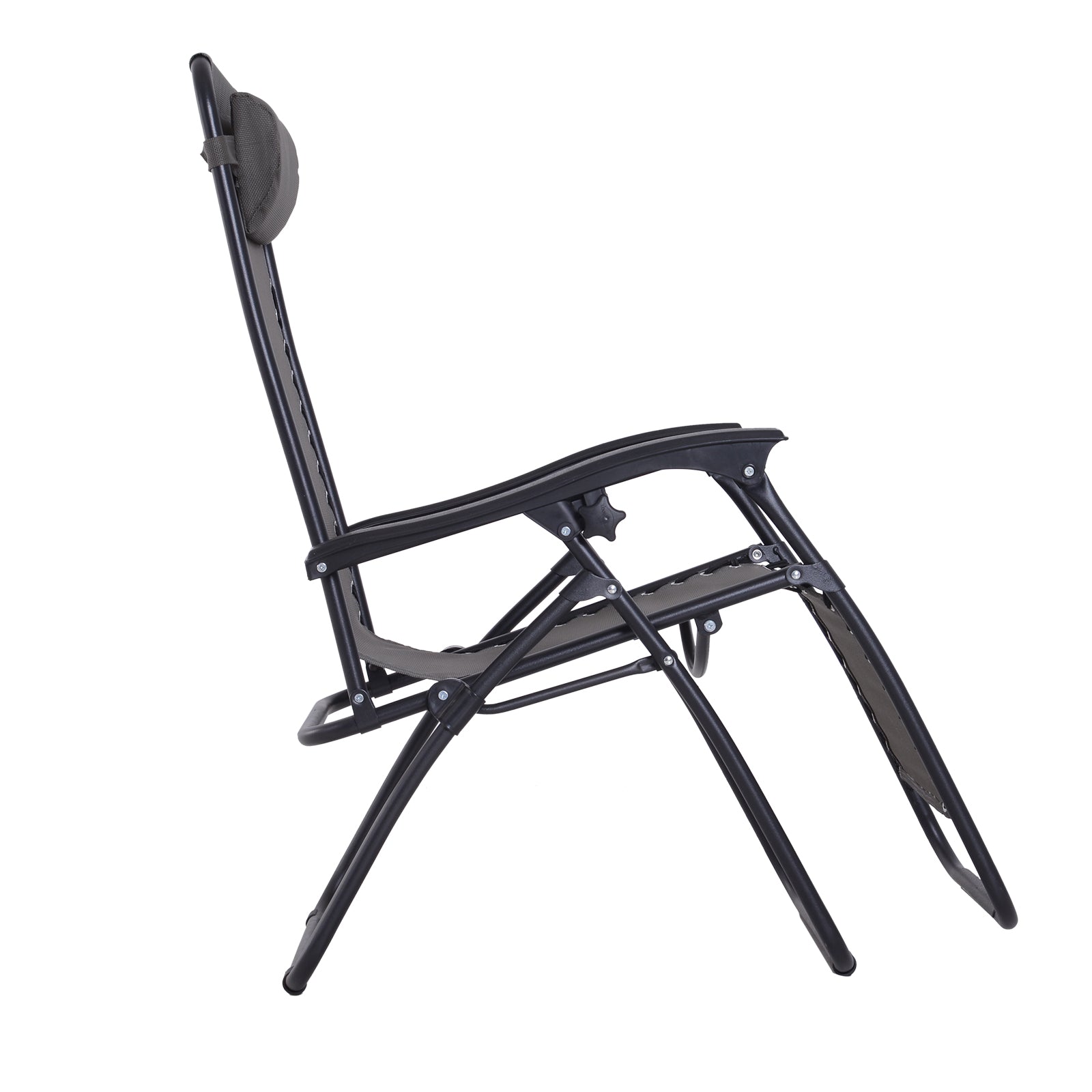 Outsunny Tumbona Plegable De Jardín Respaldo Ajustable Marco De Acero Gris_3