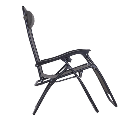 Outsunny Tumbona Plegable De Jardín Respaldo Ajustable Marco De Acero Gris_3