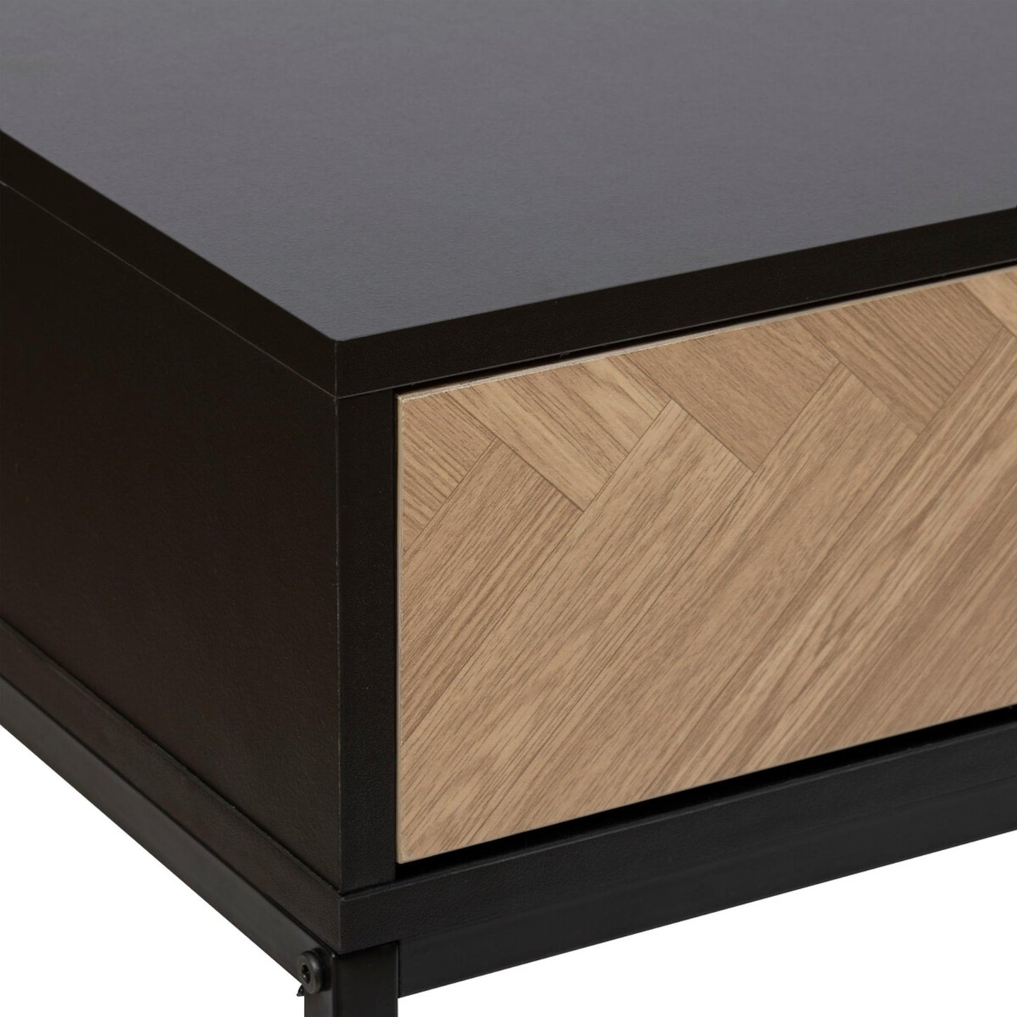 Consola Chevrons 2 Cajones en Acero Color Negro (110 x 35 x 75 cm)_2