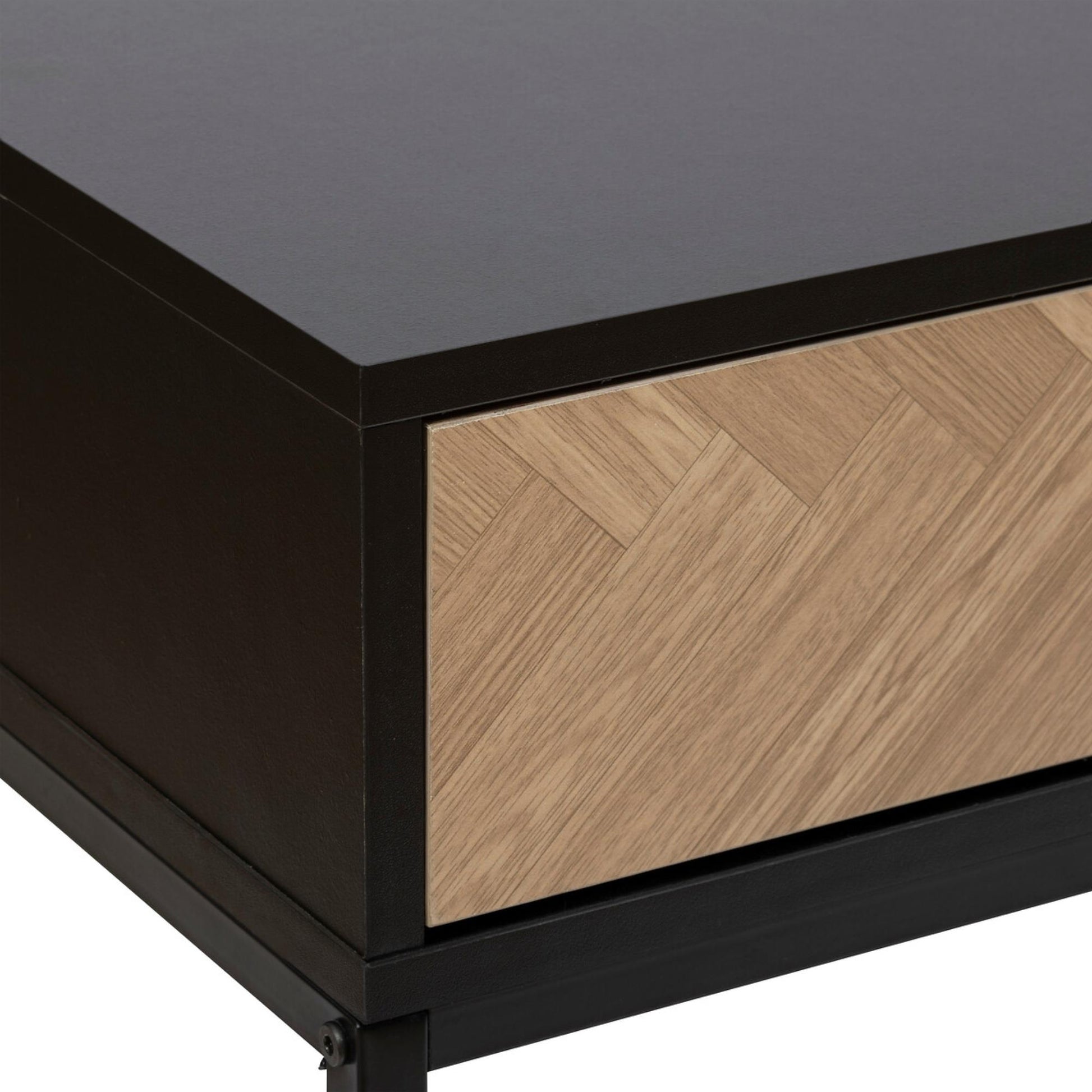 Consola Chevrons 2 Cajones en Acero Color Negro (110 x 35 x 75 cm)_2