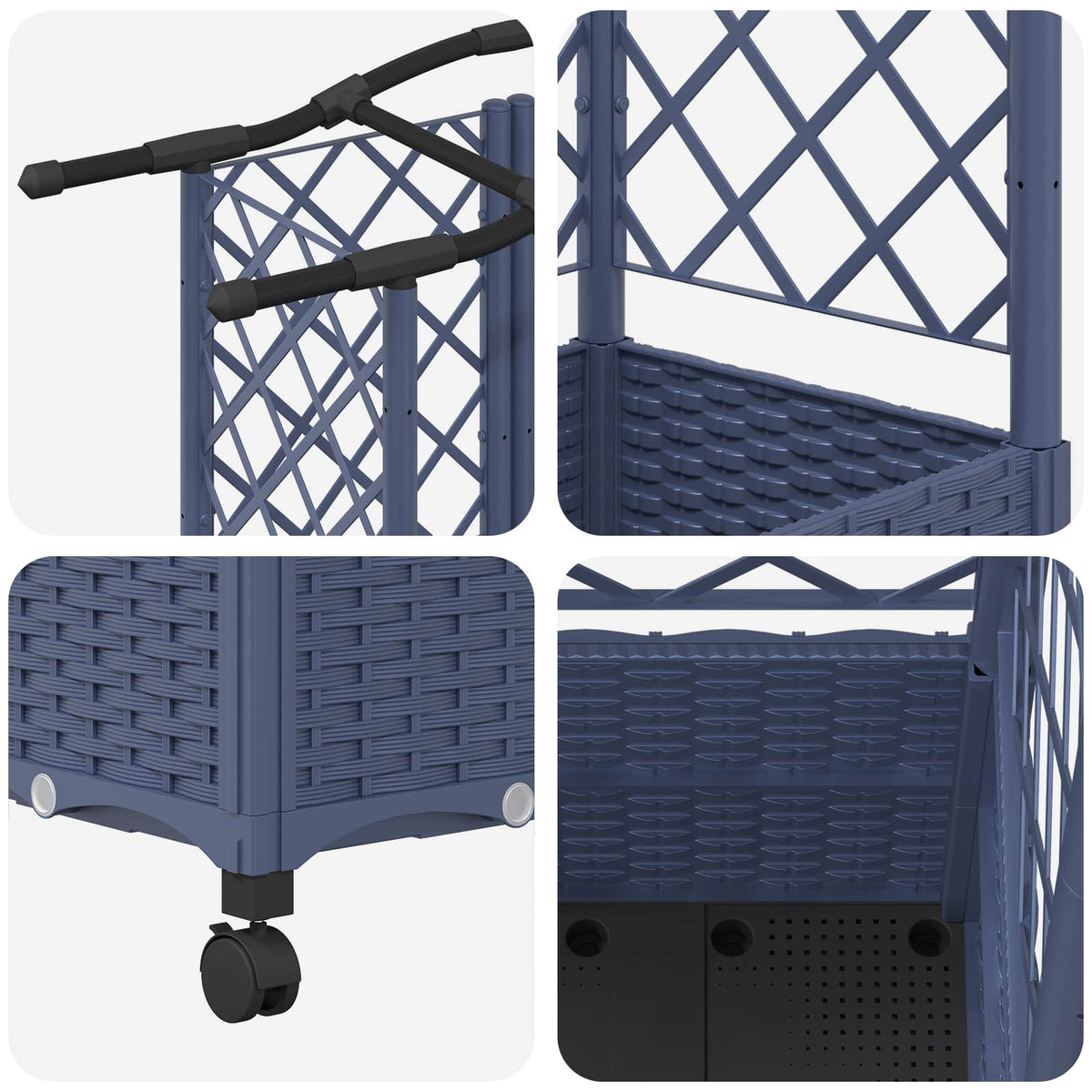 Cama Elevada Con Trellis Y Techo Gris 163 X 40 X 144 Cm Pp_5